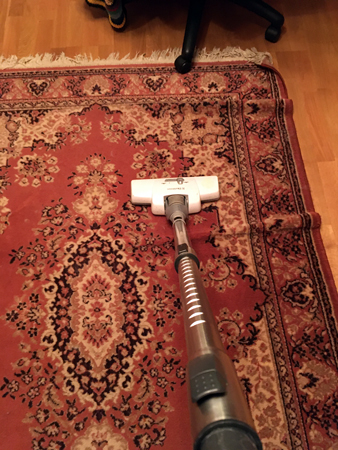 Dammsuger mattan i Bokrummet