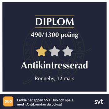 Diplom antikintresserad i Ronneby 12 mars 2020