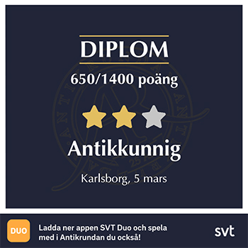 Diplom Antikkunnig i Karlsborg 5 mars 2020