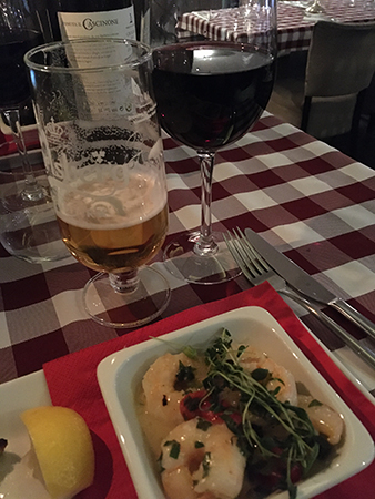 Förrätt gamberi hos Trattoria Alessandro