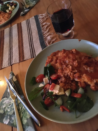 Lasagnemiddag med ett glas Ernst