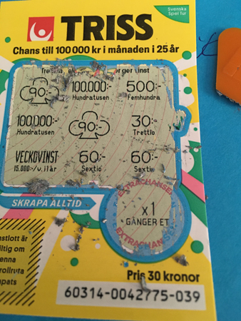 Skrapad Trisslott ingen vinst