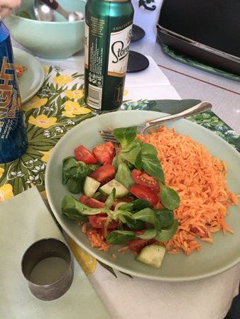 Biryani med grönsaker och öl