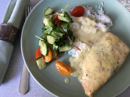 Lax grönsaker och ris