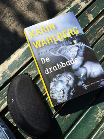 Boken De drabbade på en parkbänk