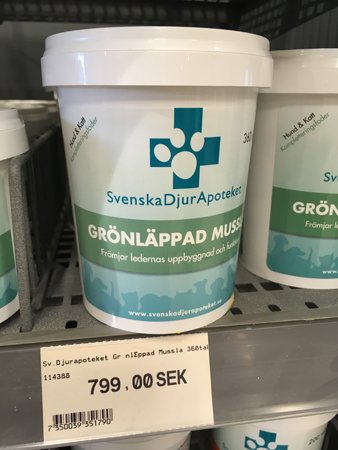 En burk grönläppad mussla