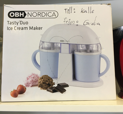 Glassmaskin som Kalle hade fått av Greta