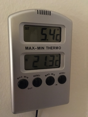 Fem komma fyra grader utomhus