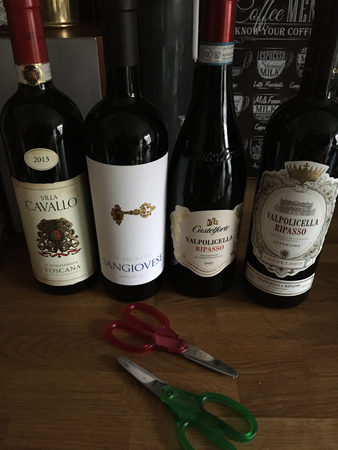 Fyra italienska viner och två saxar