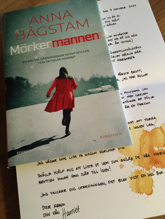 Anna Bågstams bok Mörkermannen med ett brev från Harriet