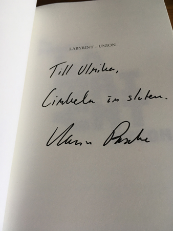 Hälsning från författaren Karin Pasche i boken Union