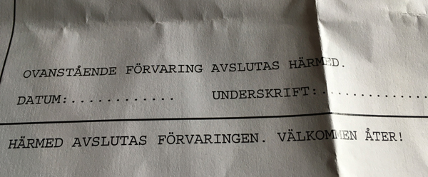 Avslutad förvaring av däck på Toyota