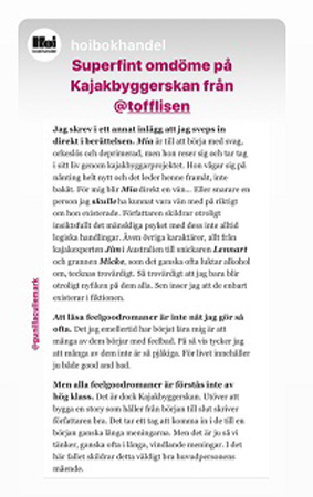 Delad på Instagram om Kajakbyggerskan av Gunilla Cullemark