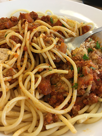 Vegetarisk bolognese och spaghetti