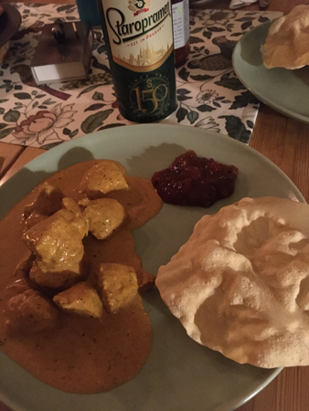 Chikken Tikka Masala papadum chutney öl