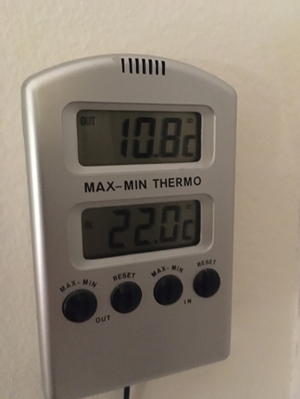 Tio komma åtta grader varmt ute den 16 nov 2020