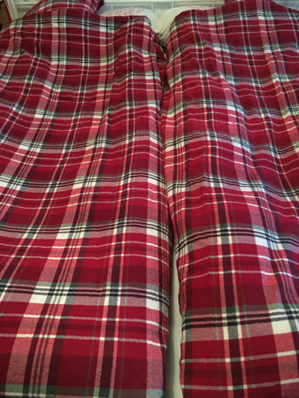 Renbäddat i rödrutig flanell