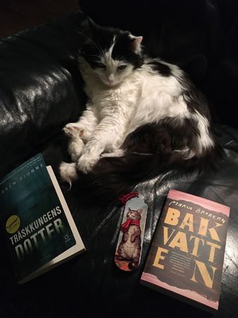 Lucifer med böckerna Träskkungens dotter och Bakvatten Lucifer med böckerna Träskkungens dotter och Bakvatten