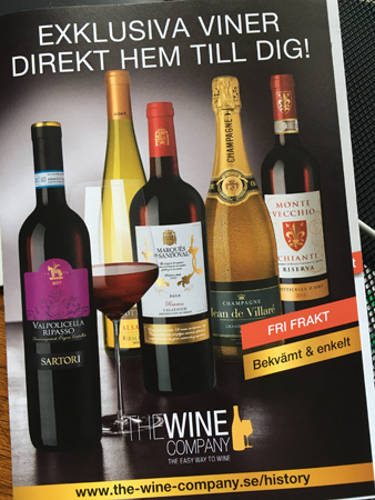 Reklam om hemleverans av exklusiva viner