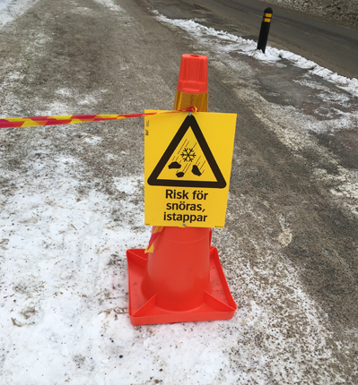 Varningsskylt Risk för snöras