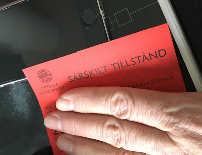 Min hand på parkeringstillstånd på jobbet