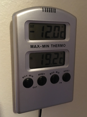 Tolv minusgrader på termometern