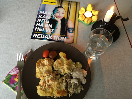 Laxpudding rökt makrill vatten och Journalisten