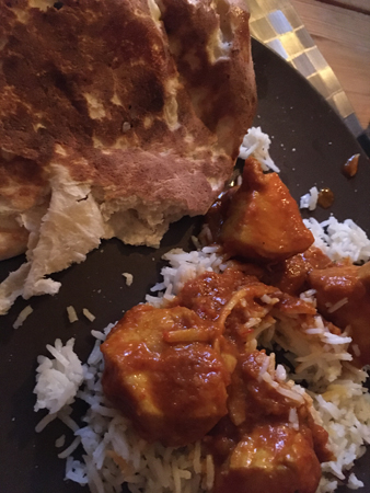 Naan chicken vindaloo ris