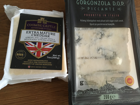 Extra mature cheddar och gorgonzola