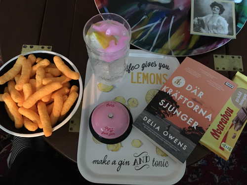 Gin oclock med ostbågar GT bok och choklad