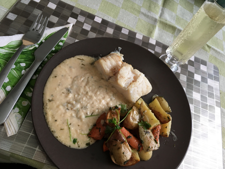 Torskrygg sås rotfrukter bubbel