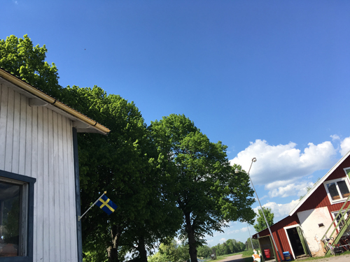 På gården utanför loppisen i Gryttby