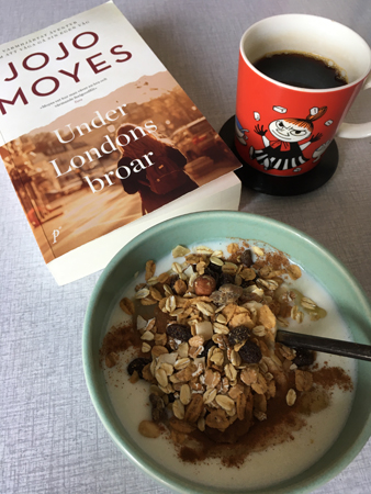 Fil kaffe och boken Under Londons broar