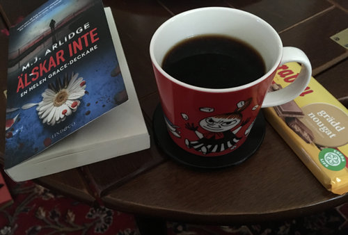 CitaKvällsfika med boken Älskar inte lilla Mymugg och chokladrus halvsover i Djungelrummet