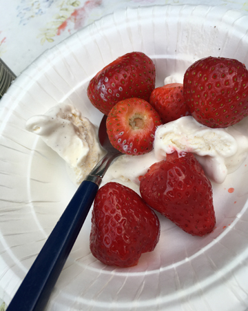 Jordgubbar och glass