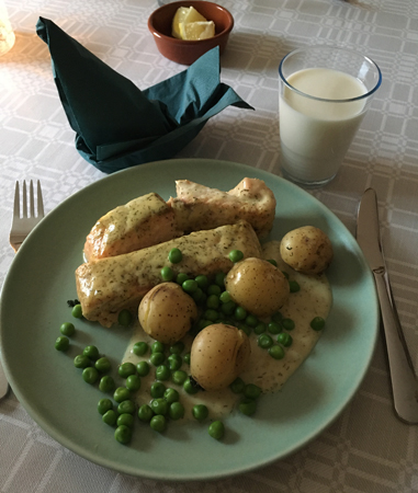 Lax potatis ärtor mjölk