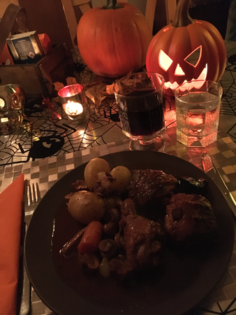 Coq au vin Halloweenbord