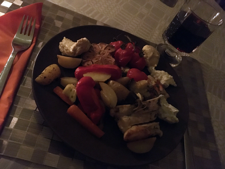 Kyckling med rotsaker och ett glas ripasso