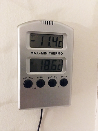 Minus elva komma fyra grader 1 dec 2021