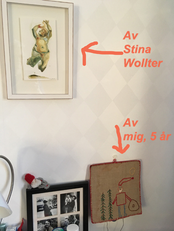 Min Stina Wolltertavla och min sydda tomtetavla