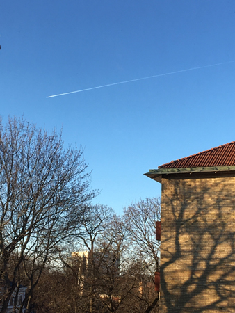 Plan flyger på blå januarihimmel