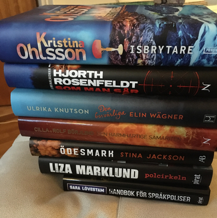 Sju bokreaböcker Handbok för språkpoliser, Som man sår, Den besvärliga Elina Wägner, Den barmhärtige samariten, Ödesmark , Polcirkeln och Handbok för språkpoliser