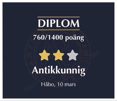 Diplom Antikkunnig i Håbo 10 mars 2022