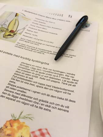 Vin och recepthäfte vinprovning 28 april 2022