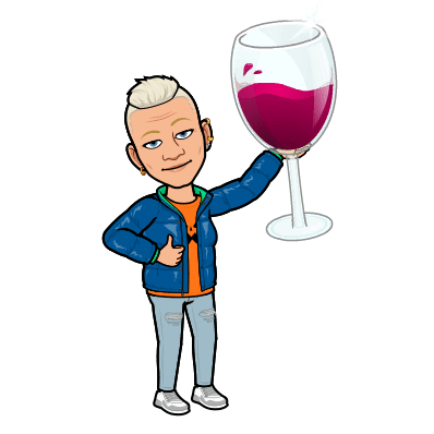 Bitmoji Tofflan med rödvinsglas