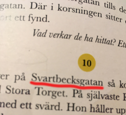 Felstavning i stadsmysteriet Svartbecksgatan