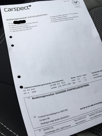 Bilen godkänd i besiktningen 2022