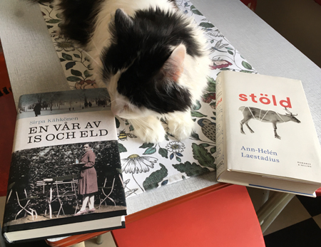 Lucifer med böckerna En vår av is och eld och Stöld