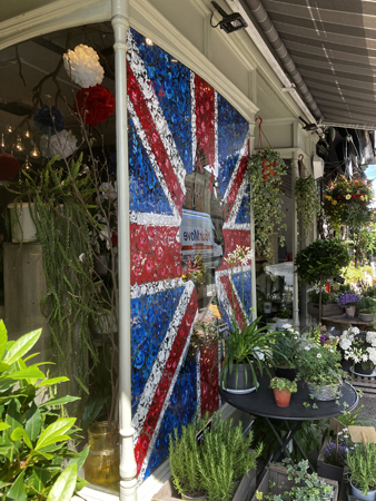 Union Jack i en blomsteraffär Ilkley