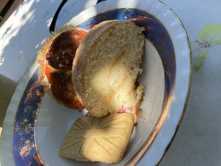Fika med shortbread i Slottsträdgården